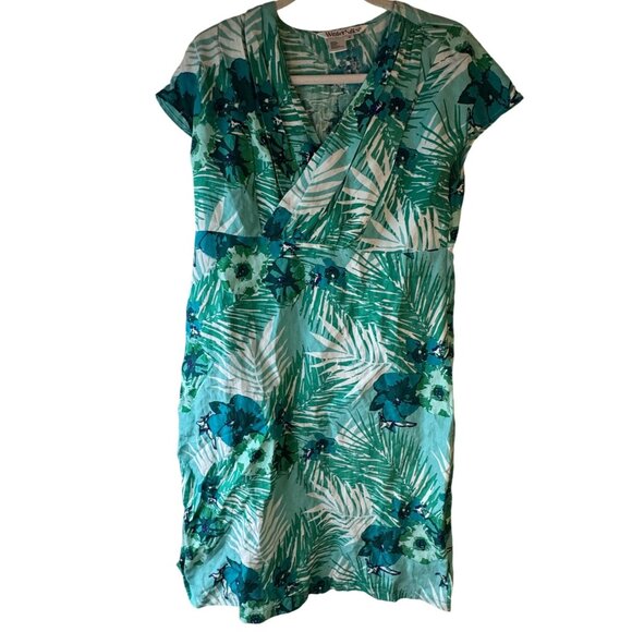 Tropical Print short sleeve Dress By Winter Silks In Silk & Linen - Size M READ - Picture 1 of 9